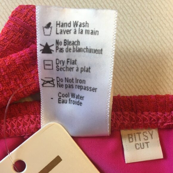 L*Space by Monica Wise Bikini Bottoms Bitsy Cut Fuchsia Large - Picture 5 of 5